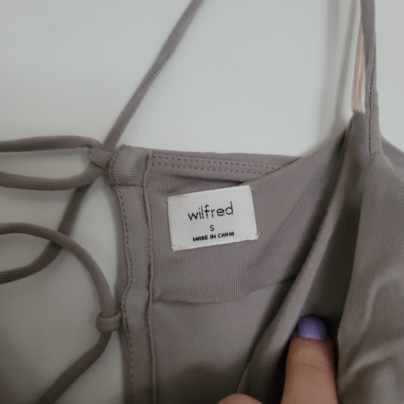 Wilfred Dreamweaver midi slit tie open back dress ashen gray S - Picture 6 of 8